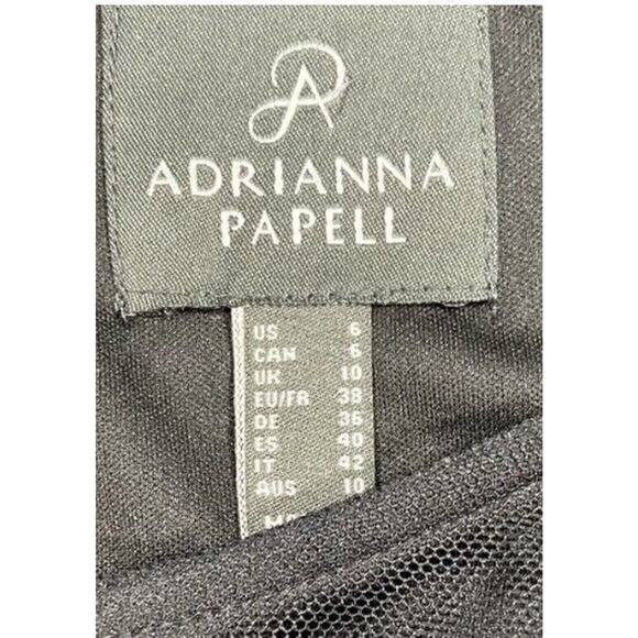 Adrianna Papell 3/4 Sheer Sleeve Beaded Embroidered Black Flower Dress Sz 6 - Picture 11 of 15